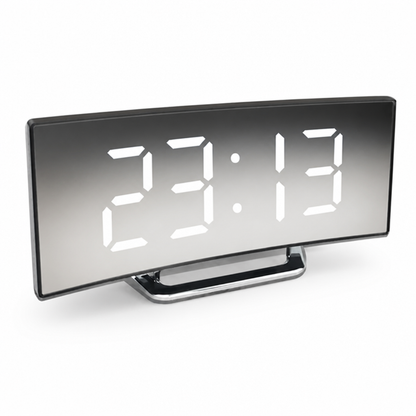 Digital Alarm Clock Curved LED Mirror Display