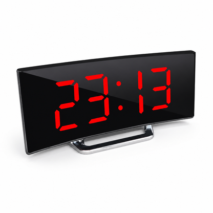 Digital Alarm Clock Curved LED Mirror Display