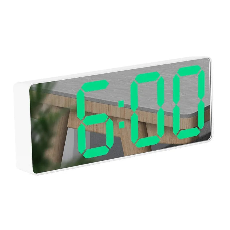Digital Alarm Clock Mirror LED Display & Temperature USB Powered