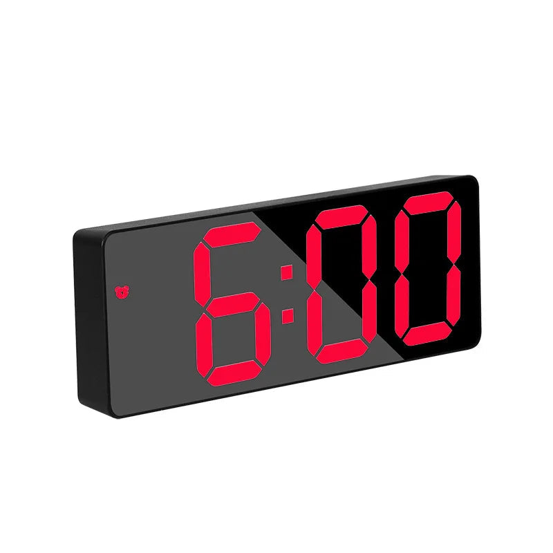 Digital Alarm Clock Mirror LED Display & Temperature USB Powered