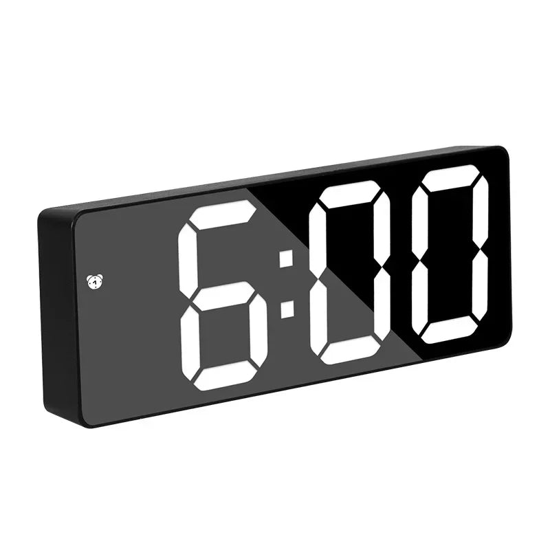 Digital Alarm Clock Mirror LED Display & Temperature USB Powered