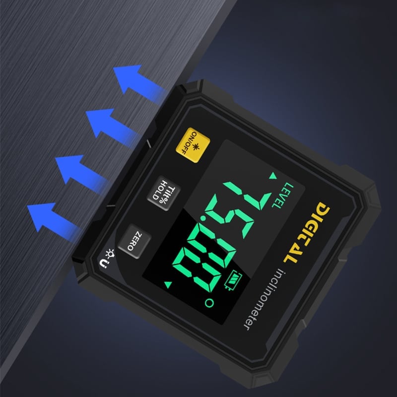 Digital Angle Gauge 360° Range Magnetic Base Illuminated LCD