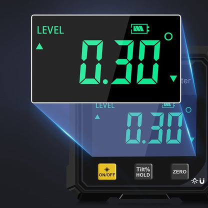 Digital Angle Gauge 360° Range Magnetic Base Illuminated LCD