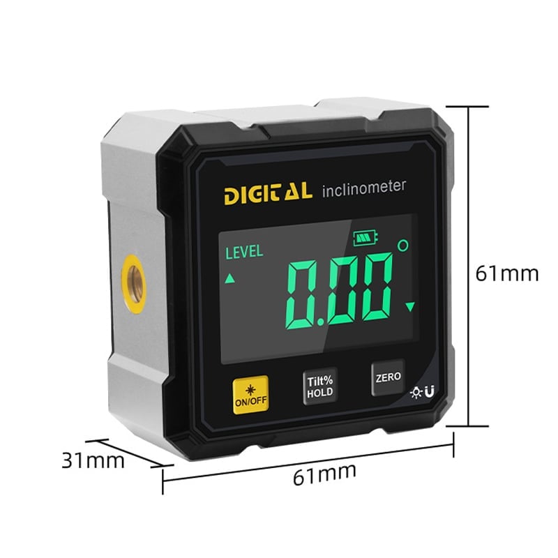 Digital Angle Gauge 360° Range Magnetic Base Illuminated LCD