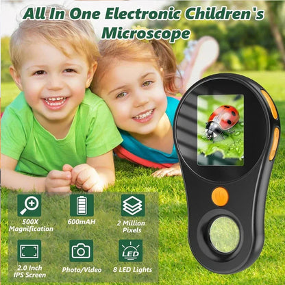 Digital Hand Microscope 500x Built-In Screen & LED Light