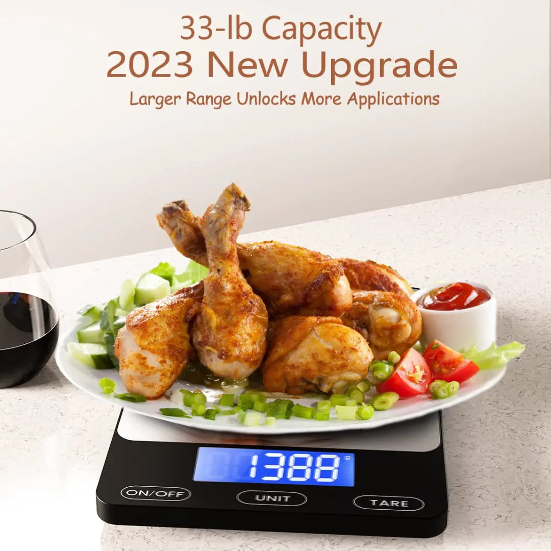 Digital Kitchen Scale Backlit LCD 15 Kg USB-C Rechargeable