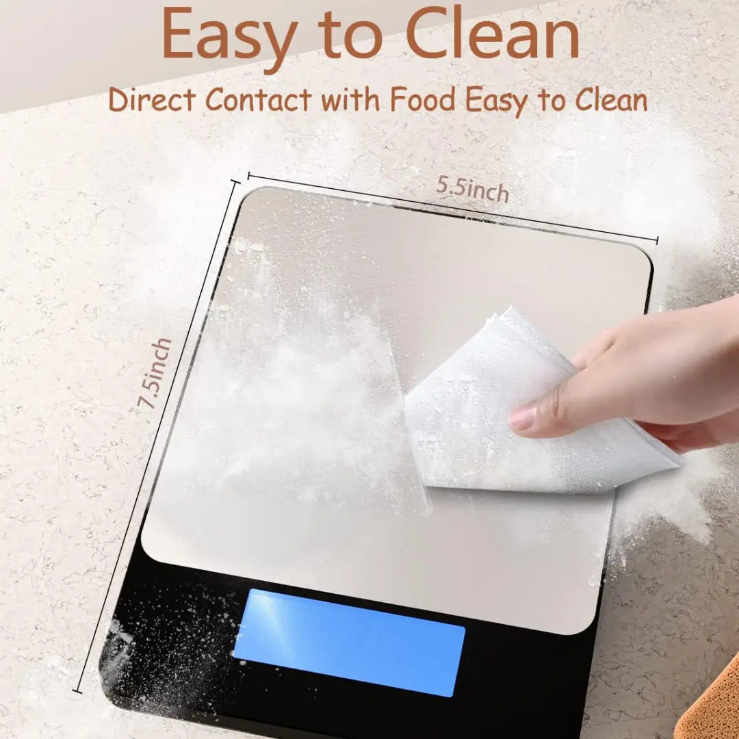 Digital Kitchen Scale Backlit LCD 15 Kg USB-C Rechargeable