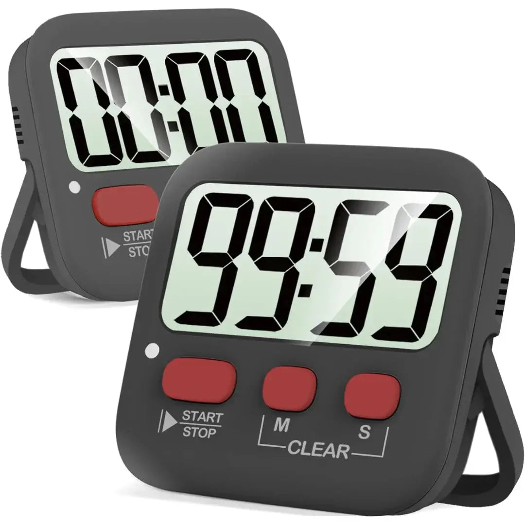 Digital Kitchen Timer Dual LCD Magnetic Set of 2