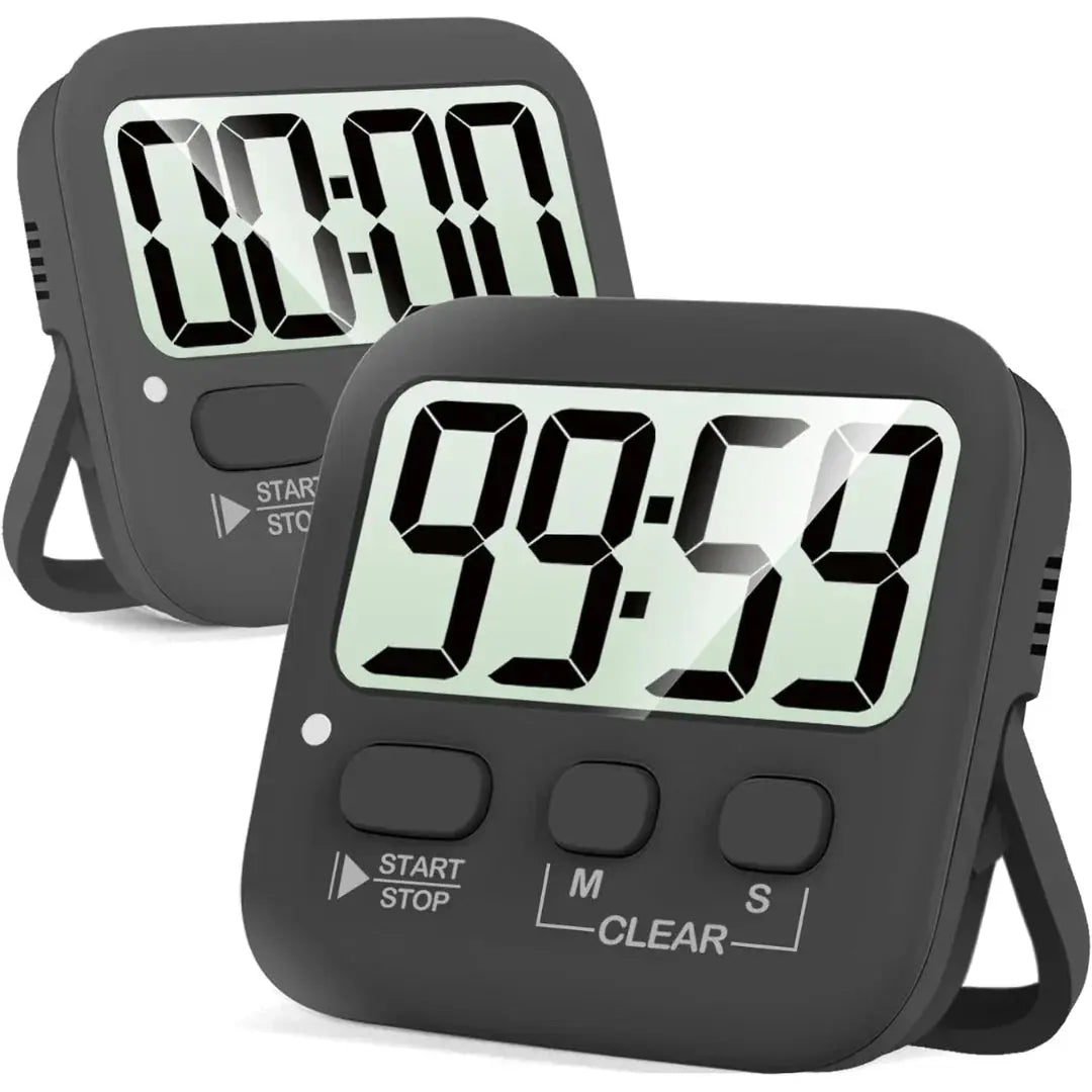 Digital Kitchen Timer Dual LCD Magnetic Set of 2
