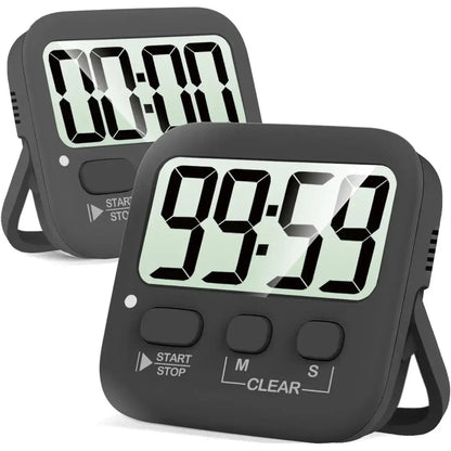 Digital Kitchen Timer Dual LCD Magnetic Set of 2