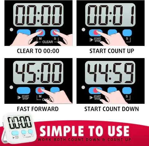 Digital Kitchen Timer Dual LCD Magnetic Set of 2