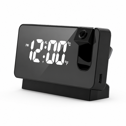 Digital Projection Alarm Clock with Rotatable Projector, USB Charging (7-Inch LED Display)