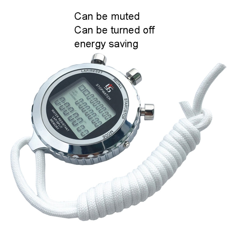 Digital Stopwatch 1/100s Precision 3-Line Display Stainless Steel