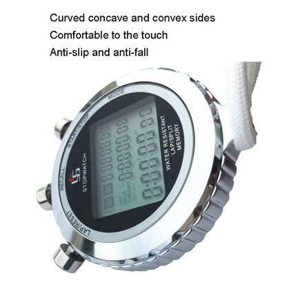 Digital Stopwatch 1/100s Precision 3-Line Display Stainless Steel