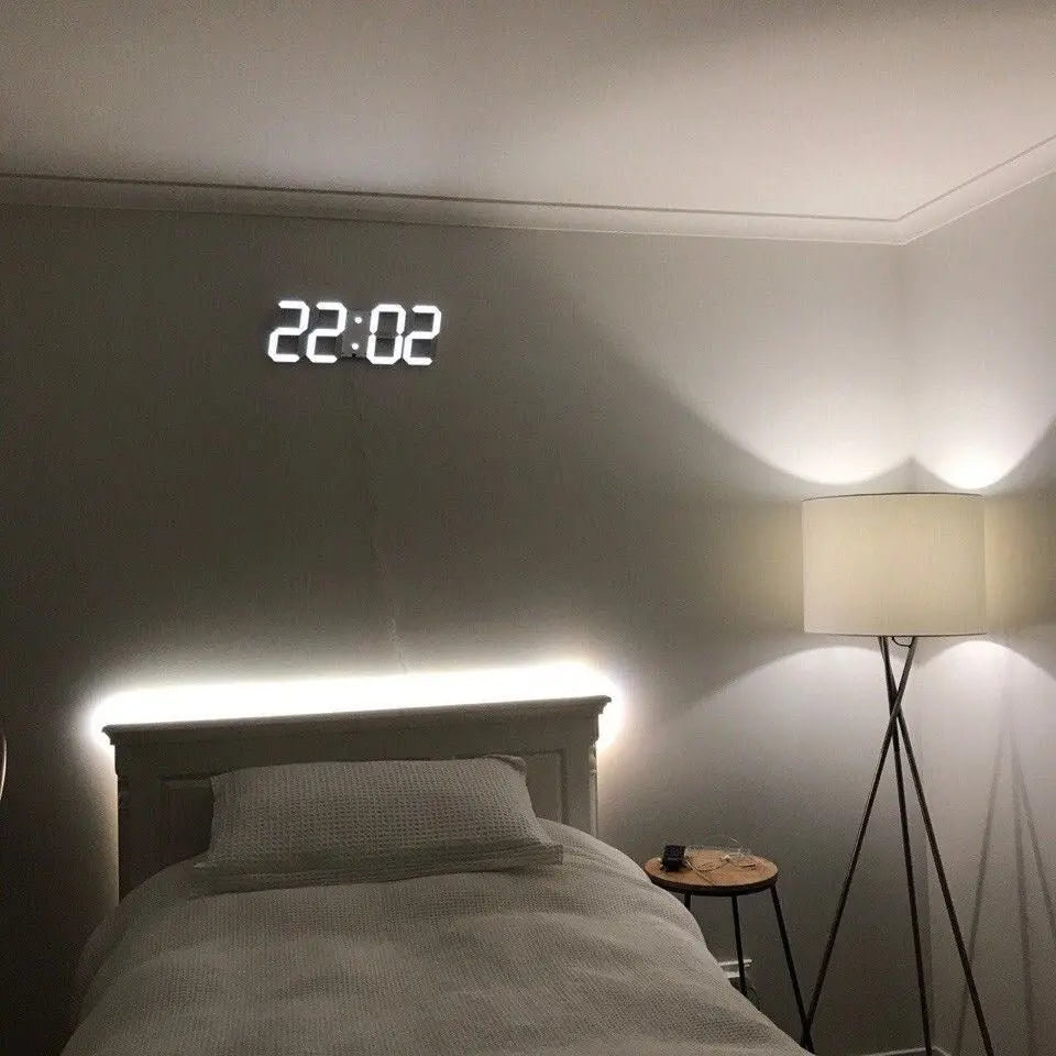 Digital Wall Clock Large Dimmable LED Remote Control