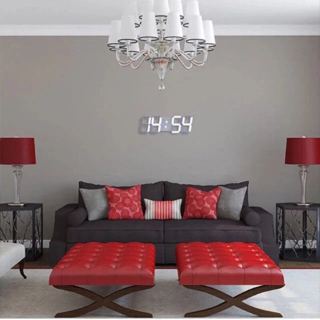 Digital Wall Clock Large Dimmable LED Remote Control