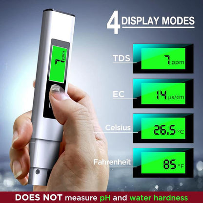 Digital Water Tester 4-in-1 Titanium Probe Backlit Display