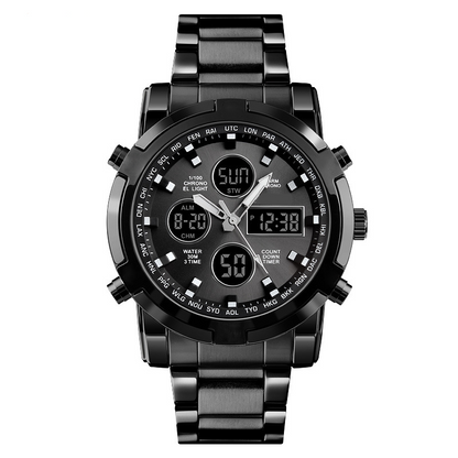 Digital Wristwatch Analog-Digital Stainless Steel Band 30m Water-Resistant