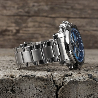 Digital Wristwatch Analog-Digital Stainless Steel Band 30m Water-Resistant