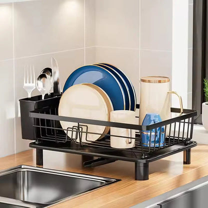 Dish Drainer Integrated Water Drain & Cutlery Holder