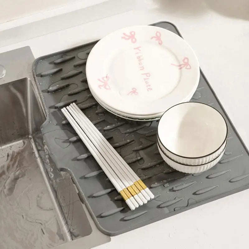 Dish Drying Mat Heat-Resistant Silicone Raised Drainage