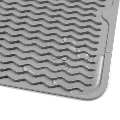 Dish Drying Mat Ribbed Drainage Heat-Resistant Silicone