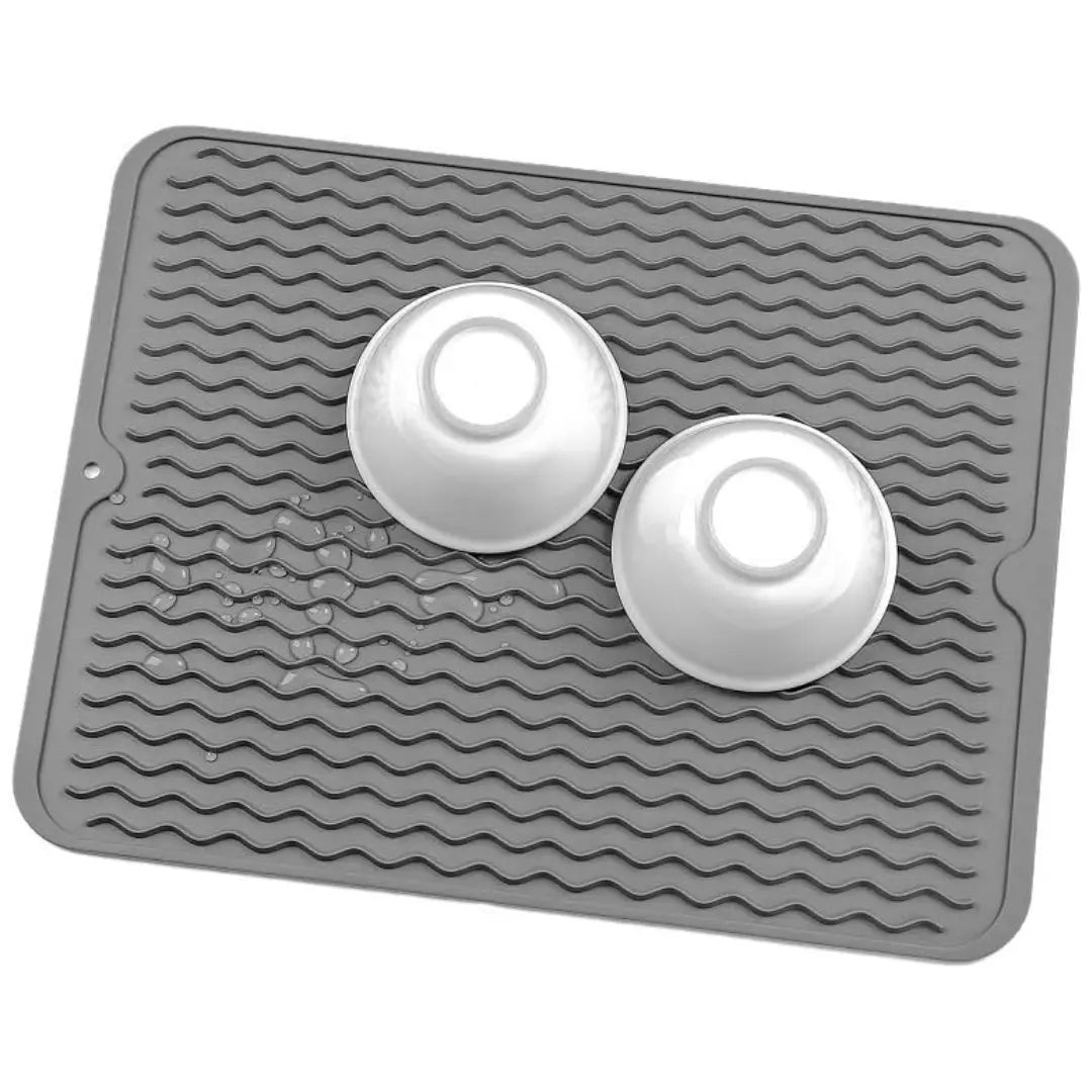 Dish Drying Mat Ribbed Drainage Heat-Resistant Silicone