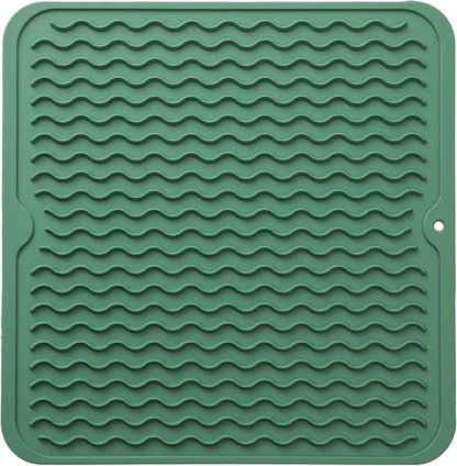 Dish Drying Mat Ribbed Drainage Heat-Resistant Silicone