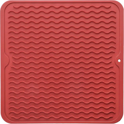 Dish Drying Mat Ribbed Drainage Heat-Resistant Silicone