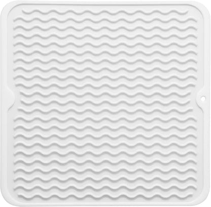 Dish Drying Mat Ribbed Drainage Heat-Resistant Silicone