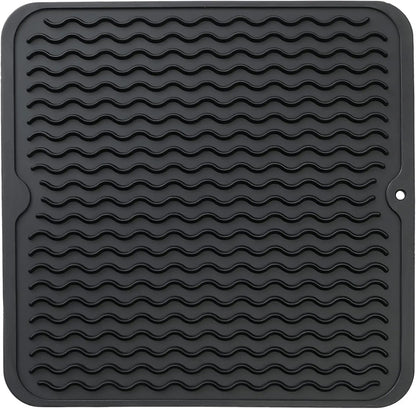 Dish Drying Mat Ribbed Drainage Heat-Resistant Silicone