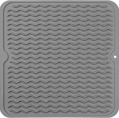 Dish Drying Mat Ribbed Drainage Heat-Resistant Silicone
