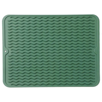 Dish Drying Mat Ribbed Drainage Heat-Resistant Silicone