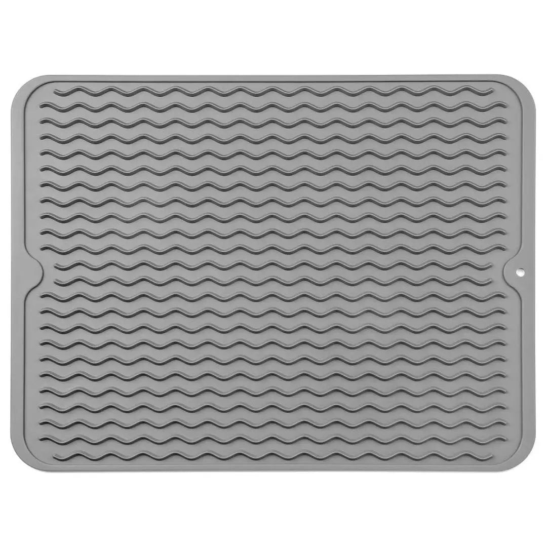 Dish Drying Mat Ribbed Drainage Heat-Resistant Silicone