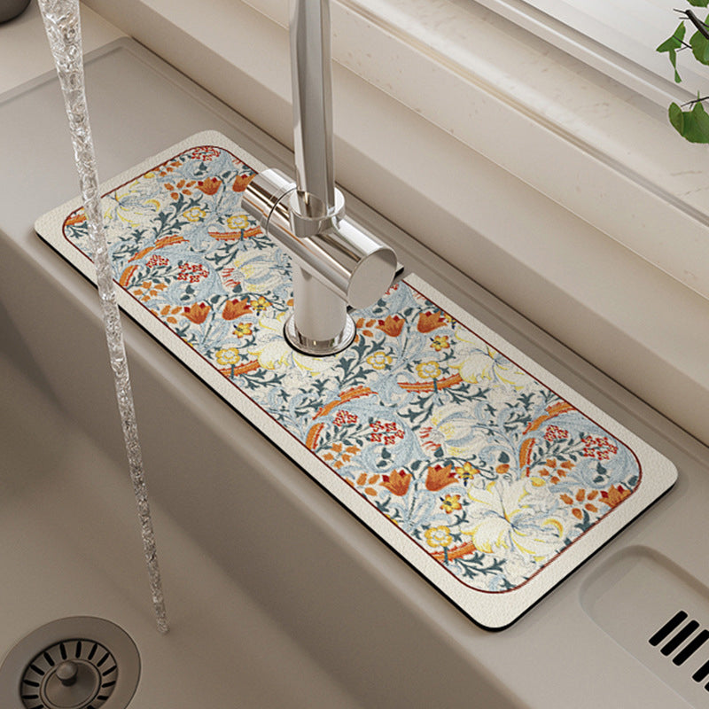 Dish Drying Mat Ultra Absorbent Non-Slip Faucet Cutout