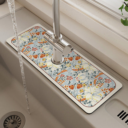 Dish Drying Mat Ultra Absorbent Non-Slip Faucet Cutout