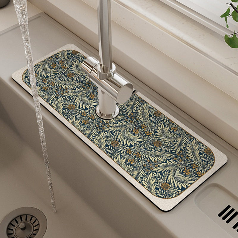 Dish Drying Mat Ultra Absorbent Non-Slip Faucet Cutout