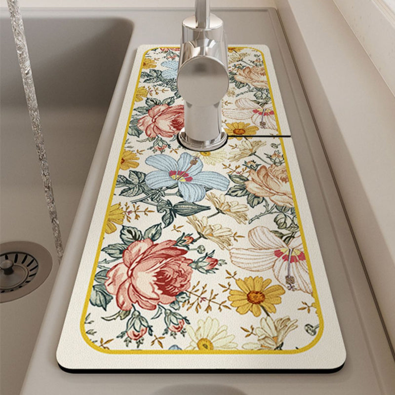 Dish Drying Mat Ultra Absorbent Non-Slip Faucet Cutout