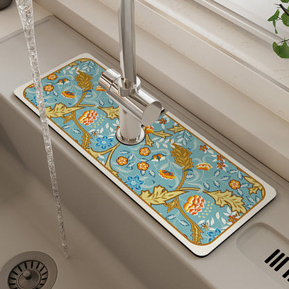 Dish Drying Mat Ultra Absorbent Non-Slip Faucet Cutout