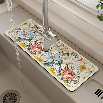 Dish Drying Mat Ultra Absorbent Non-Slip Faucet Cutout