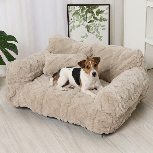 Dog Bed Plush Velour Raised Edges