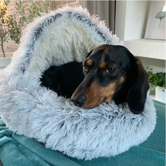 Dog Bed Round Plush Raised Edge Non-Slip
