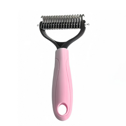 Dog Brush Double-Sided Stainless Steel Teeth & Non-Slip Handle