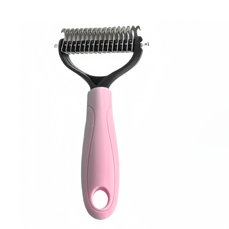 Dog Brush Double-Sided Stainless Steel Teeth & Non-Slip Handle