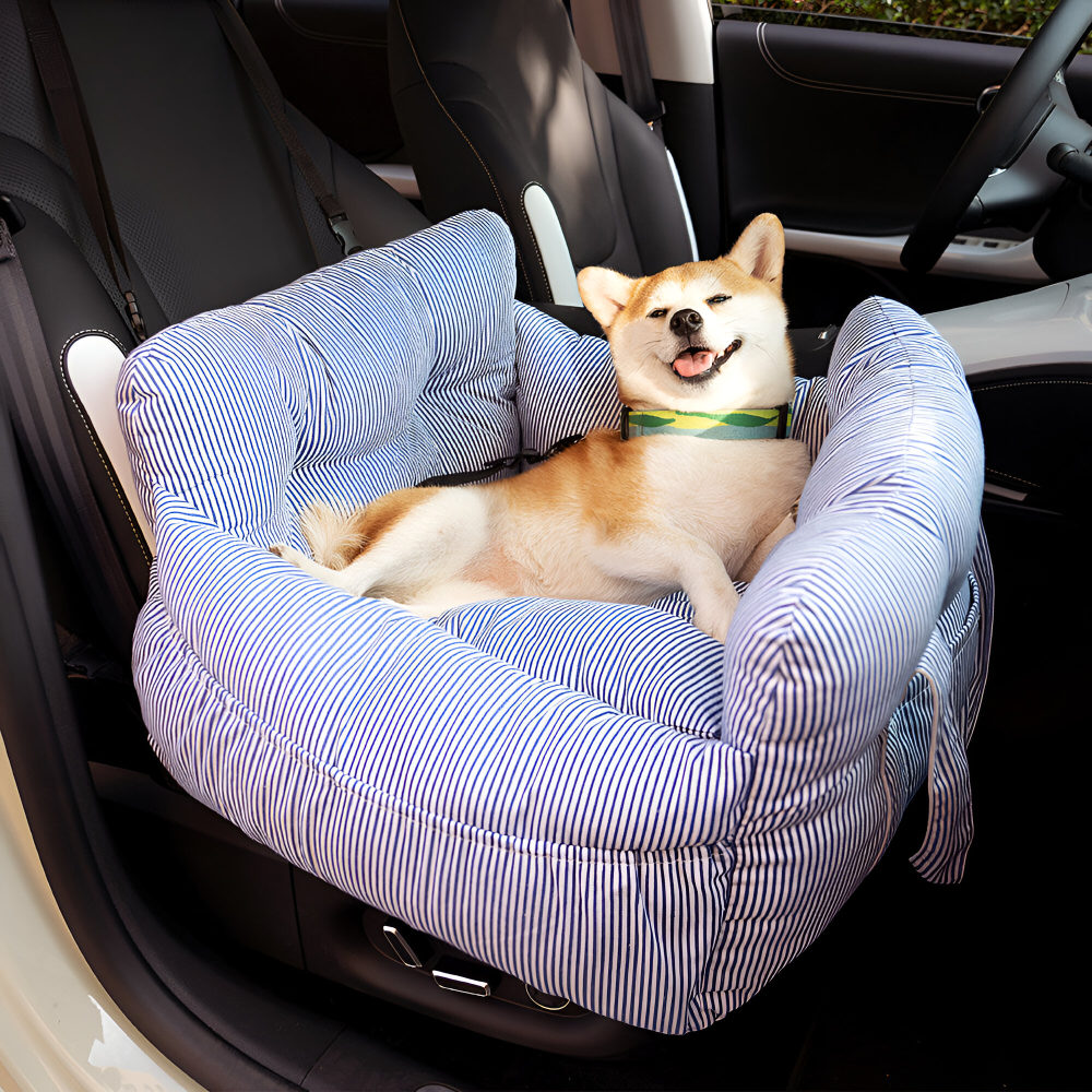 Dog Car Seat Padded Raised Sides & Seatbelt