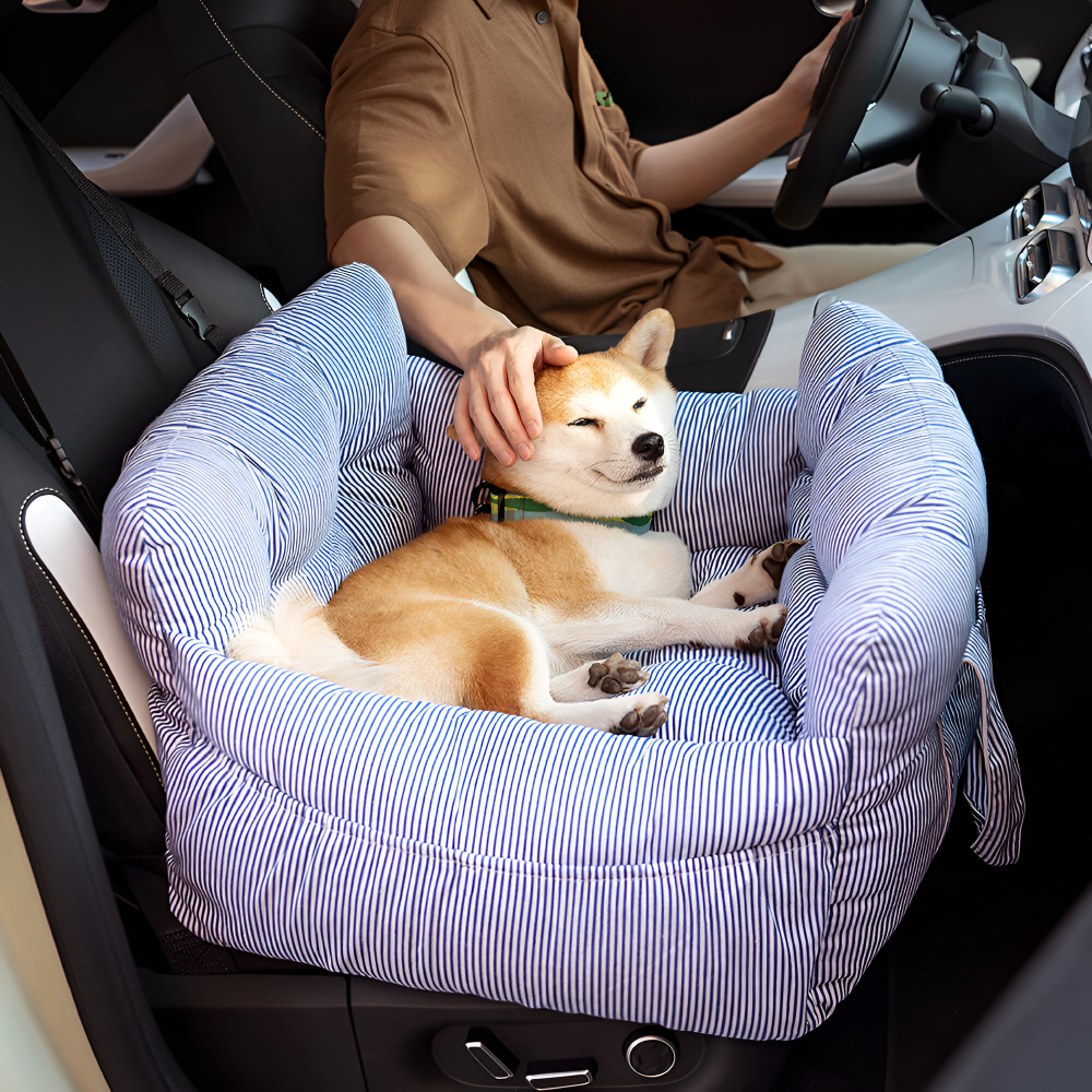Dog Car Seat Padded Raised Sides & Seatbelt