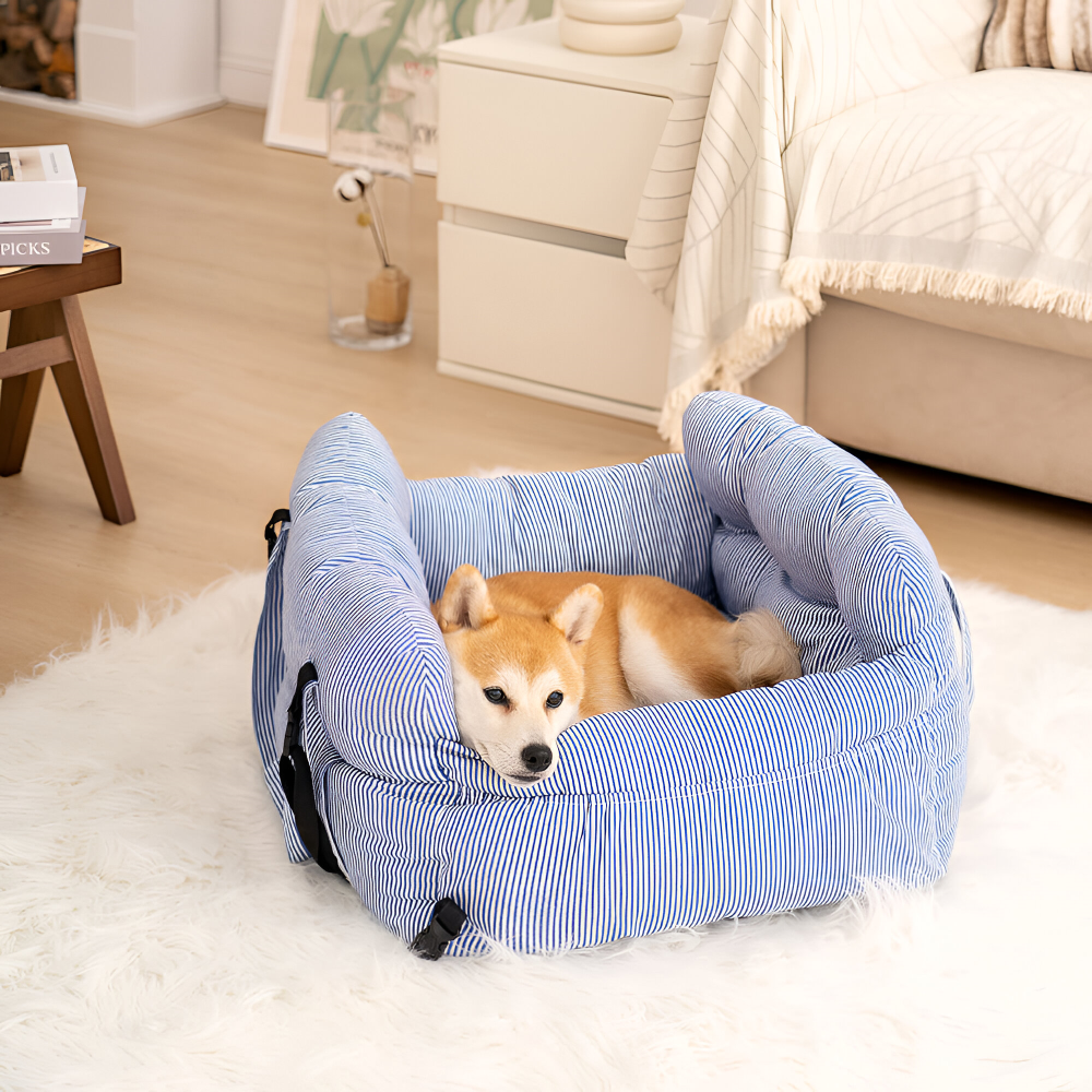 Dog Car Seat Padded Raised Sides & Seatbelt