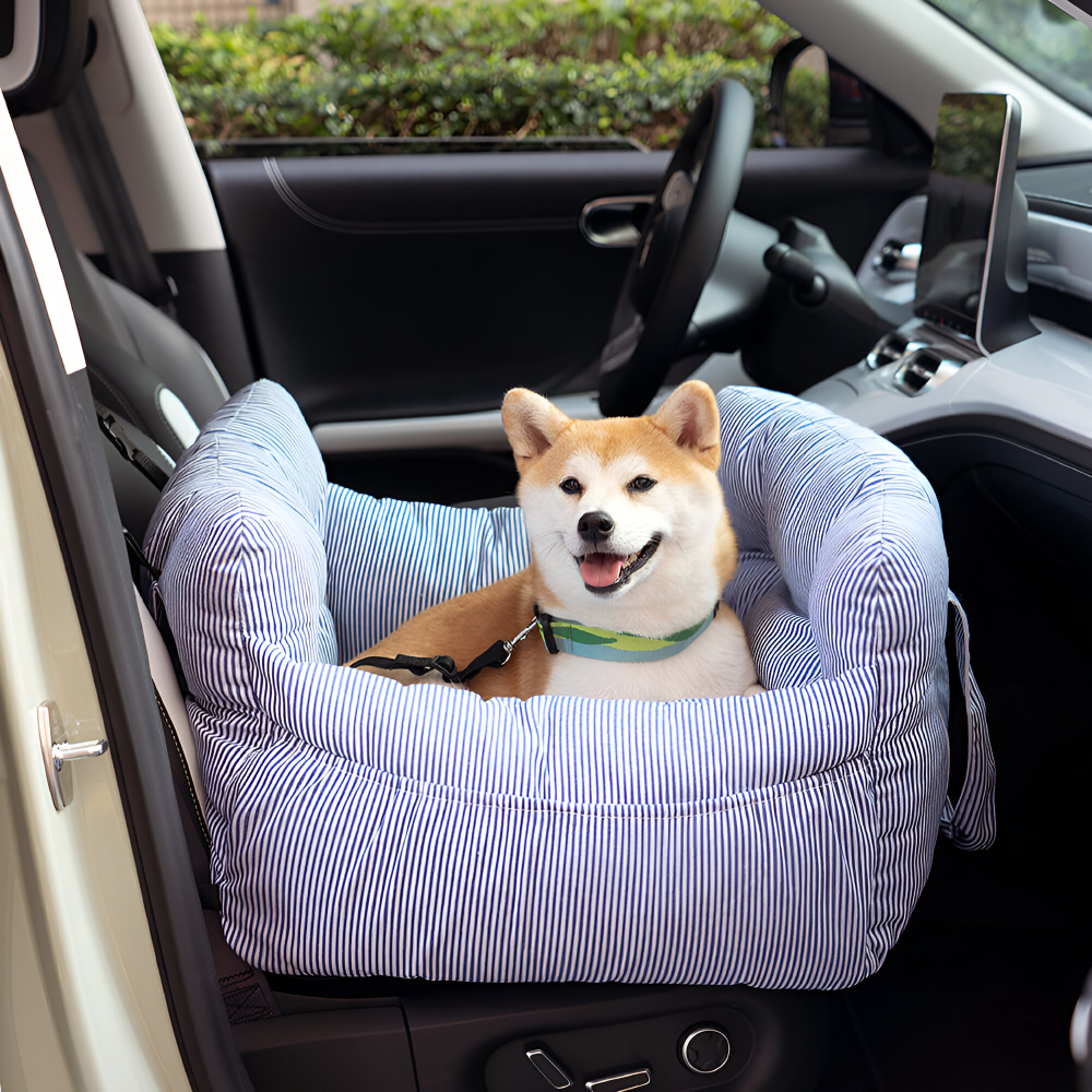 Dog Car Seat Padded Raised Sides & Seatbelt