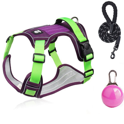 Dog Harness Anti-Pull Front Clip LED Collar & Leash