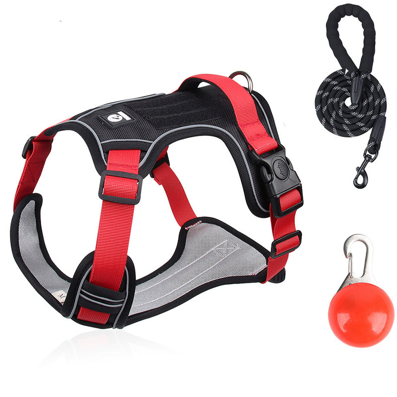Dog Harness Anti-Pull Front Clip LED Collar & Leash